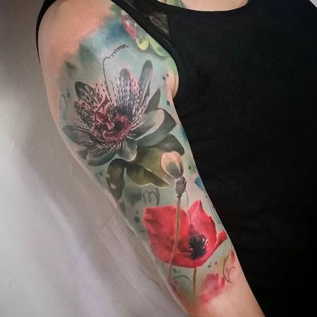 tattoos/ - Flowers Realistic, color, half sleeve, poppy, lily realism, yorick tattoo - 130904